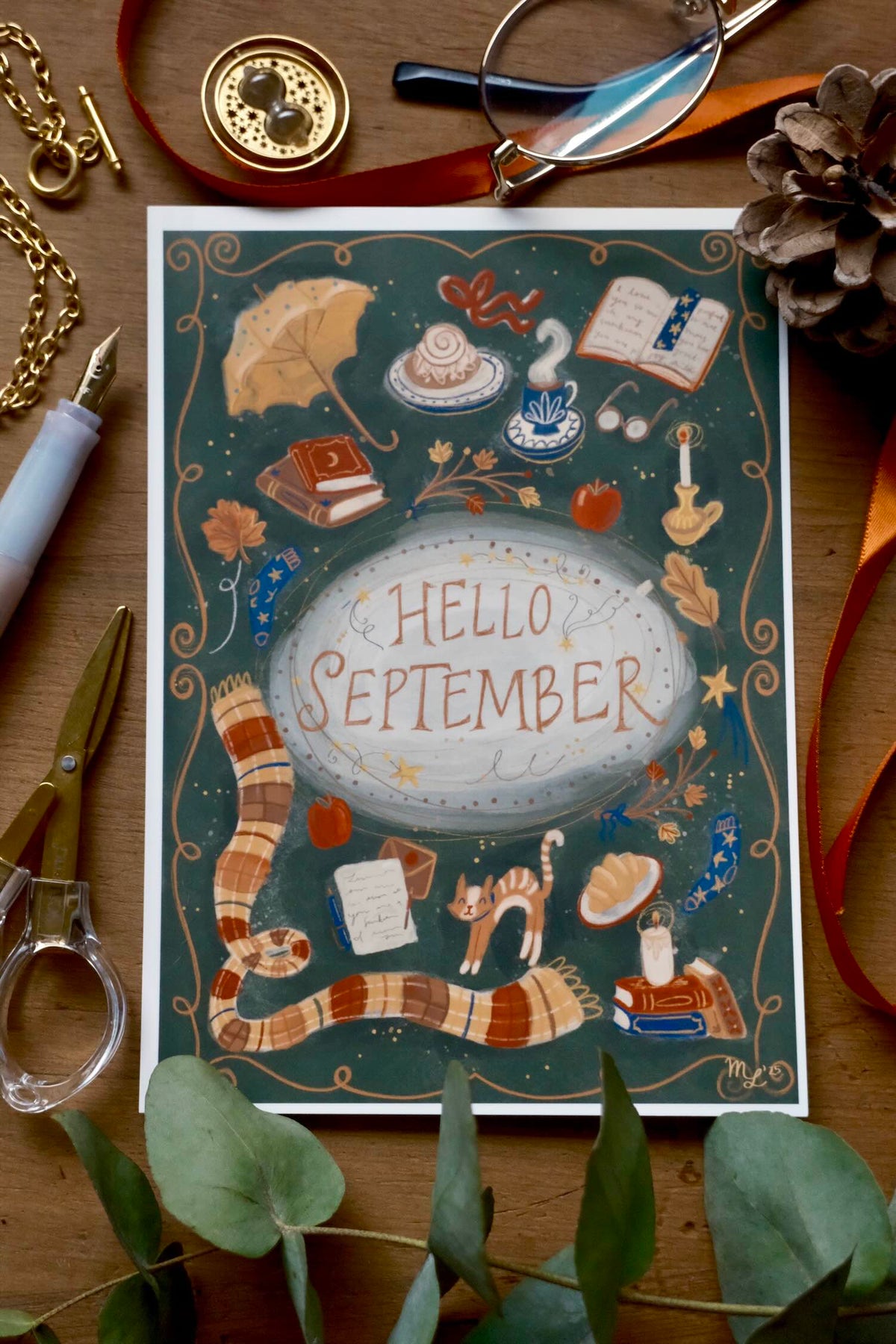 Hello September Postcard