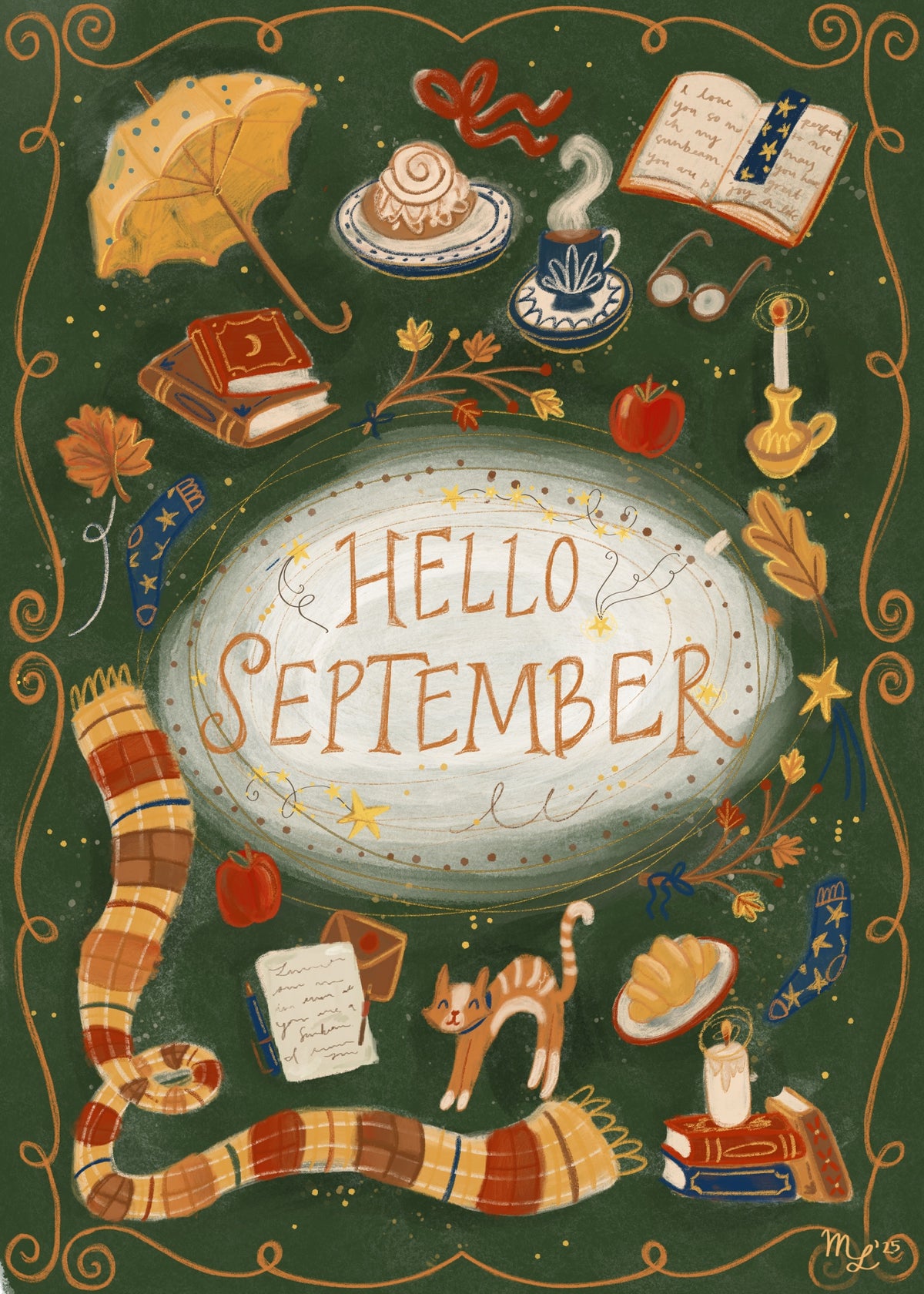 Hello September Postcard
